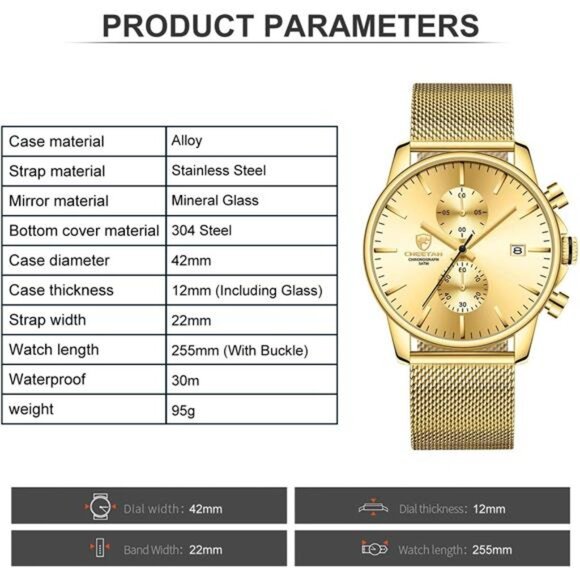 Mens Watch Fashion Sleek Minimalist Quartz Analog Mesh Stainless - Picture 4 of 7